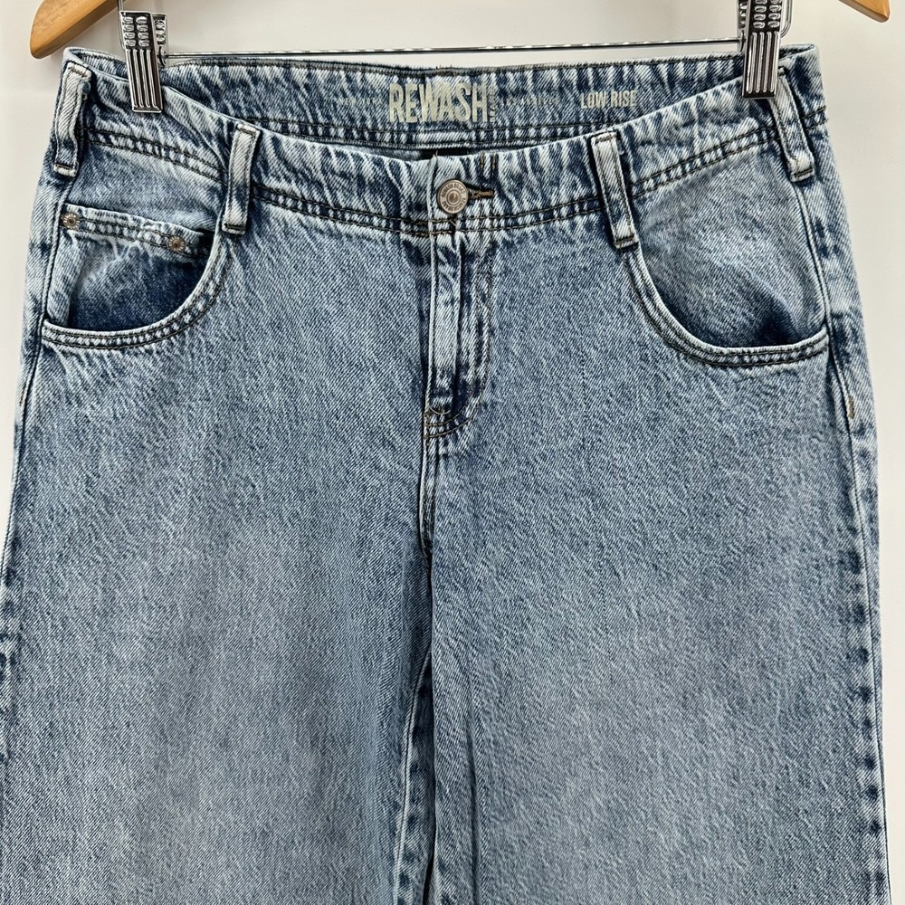 Rewash Wide Leg Jeans Womens 5x27 Light Blue Denim Low Rise Frayed Hem Outdoor‎